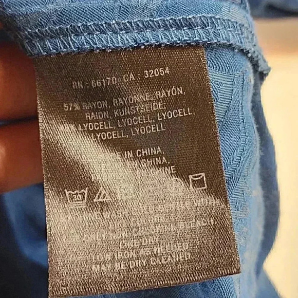 Anthropologie Holding Horse V Neck Blue Pattern Cold Shoulder Shift Dress M - Picture 9 of 11